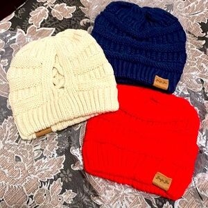 Boujie Bee Knit Criss-Cross Beanie (Multiple Colors)